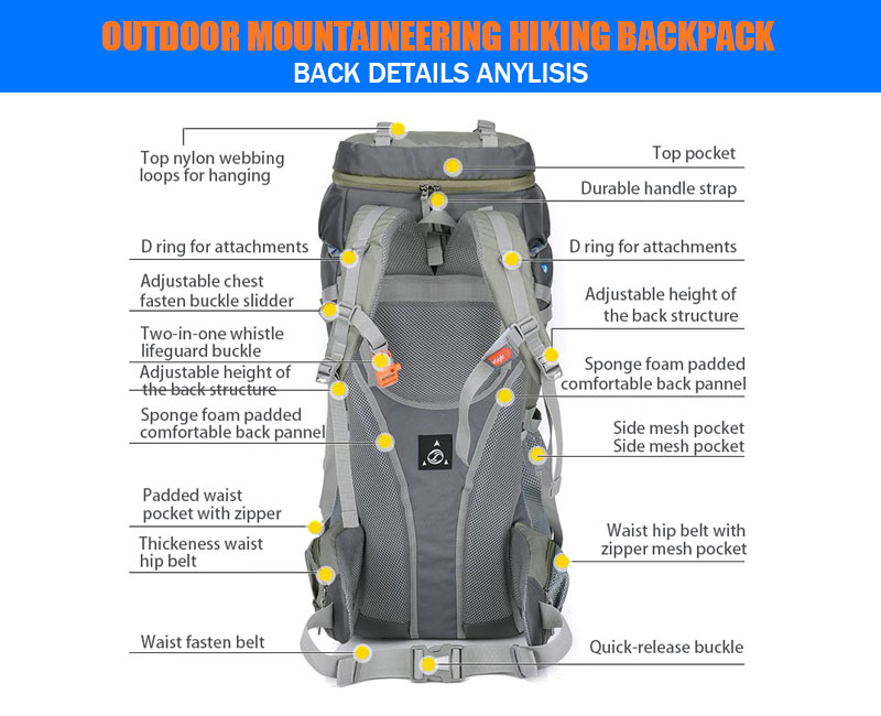 60L Unisex Waterproof Sport Travel Daypack Hiking Backpack WP-703