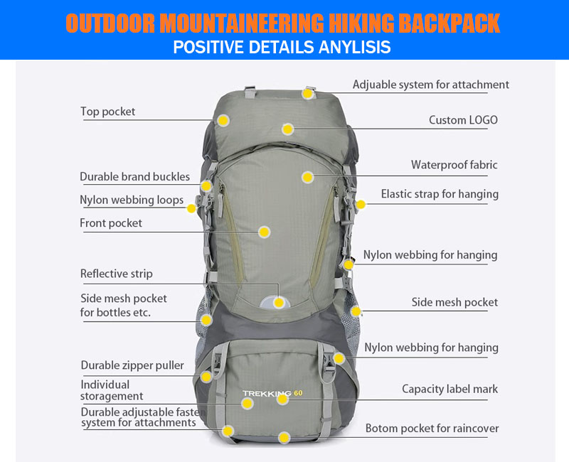 60L Unisex Waterproof Sport Travel Daypack Hiking Backpack WP-703